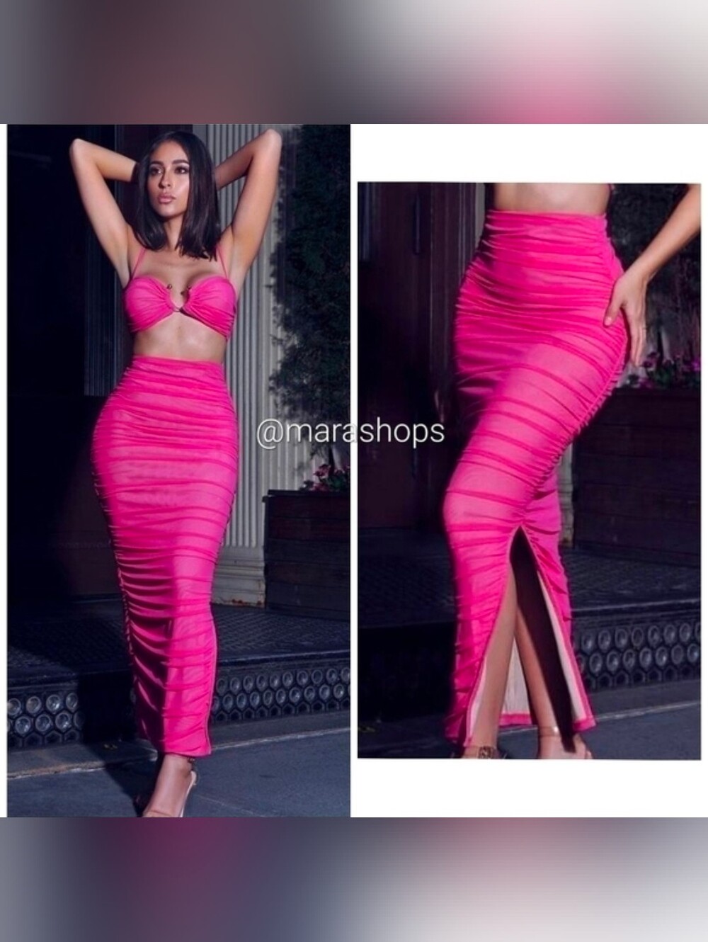 Miss Circle Pink Ruch Maxi Skirt